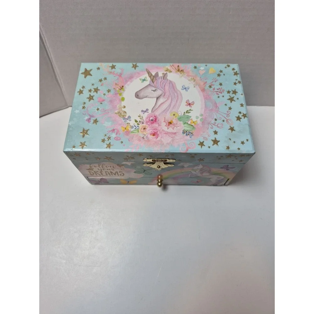 The Memory Building‎ Company Unicorn Music Jewelry Box Girl's Rainbow Working